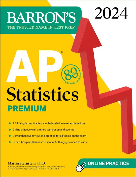 AP Statistics Premium, 2024: 9 Practice Tests + Comprehensive