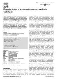 2004 Molecular biology of severe acute respiratory syndrome coronavirus