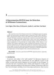 2008 [Methods in Molecular Biology] SARS- and Other Coronaviruses Volume 454 __ A Pancoronavirus RT-PCR Assay for Detect