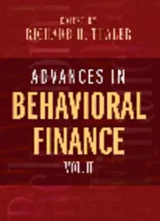 Advances in Behavioral Finance - University of Kansas